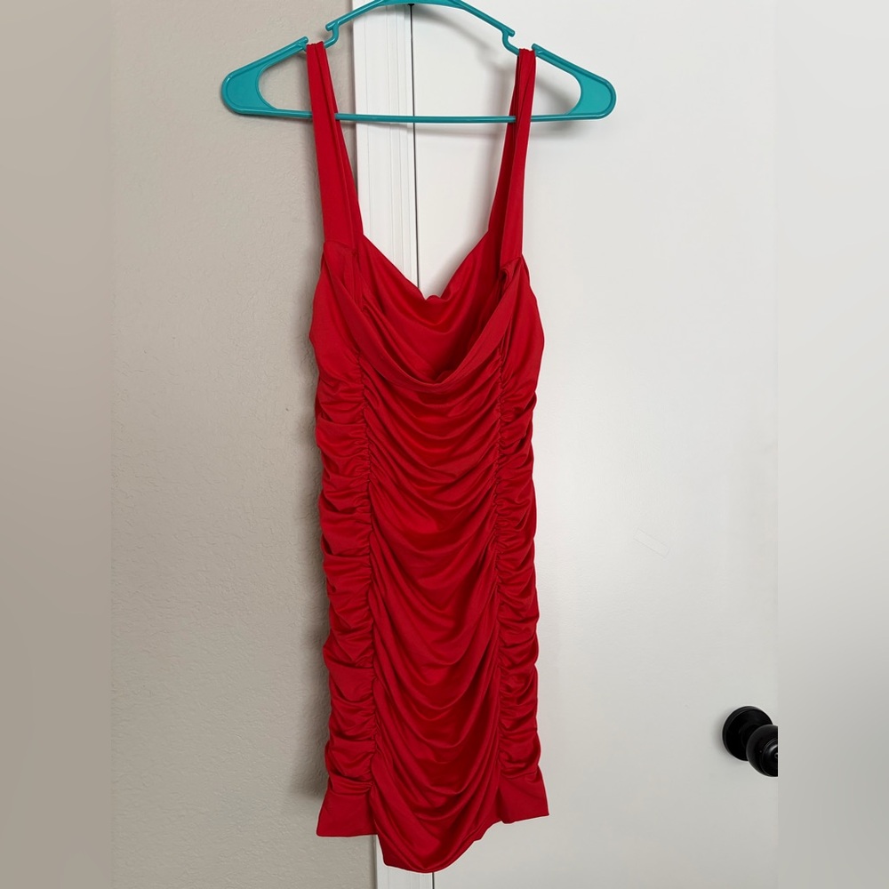 Red Ruched Dress - Picture 2 of 2